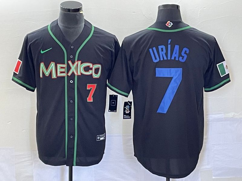 Men 2023 World Cub Mexico #7 Urias Black blue Nike MLB Jersey
